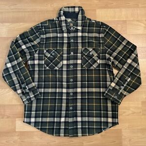 Men's Plaid Button-Down Shirt in Green and Cream